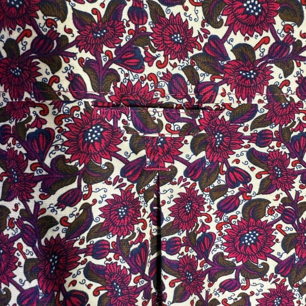 Duluth Trading Co Womens Burgundy Floral Button Up Tunic Blouse L Cotton Stretch - Picture 11 of 11